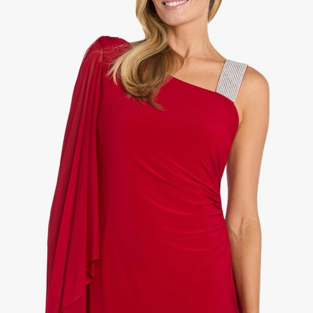 R&M Richards One-Shoulder Red Gown – Size 6 – NWT - Picture 2 of 9